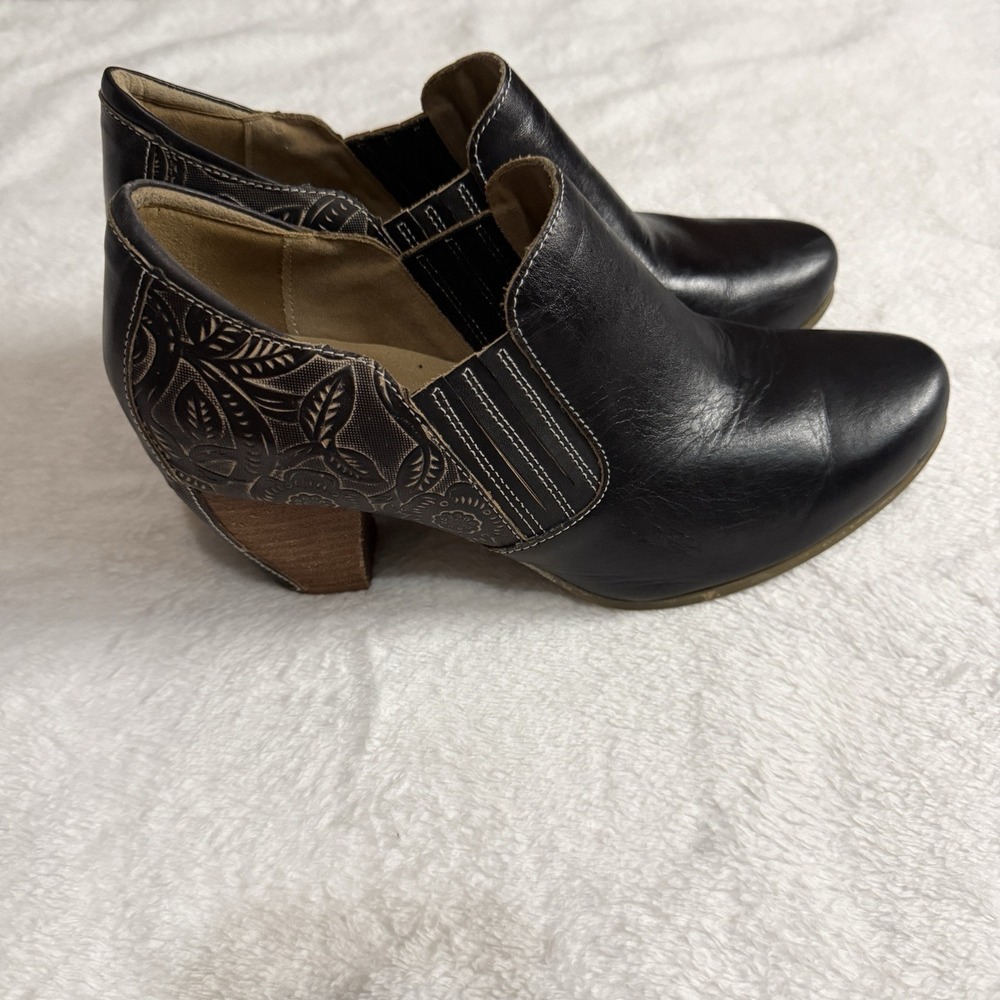 Spring Step L' Artiste Leatha-N Ankle Boots Size US 10/EU 41  Black Toiled